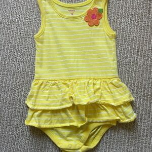 Carter's Yellow Striped Ruffle Romper